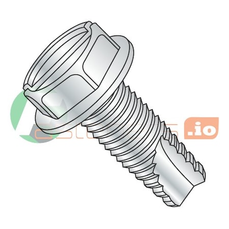 Thread Cutting Screw, #12-24 X 1 In, Zinc Plated Steel Hex Head Slotted Drive, 3000 PK